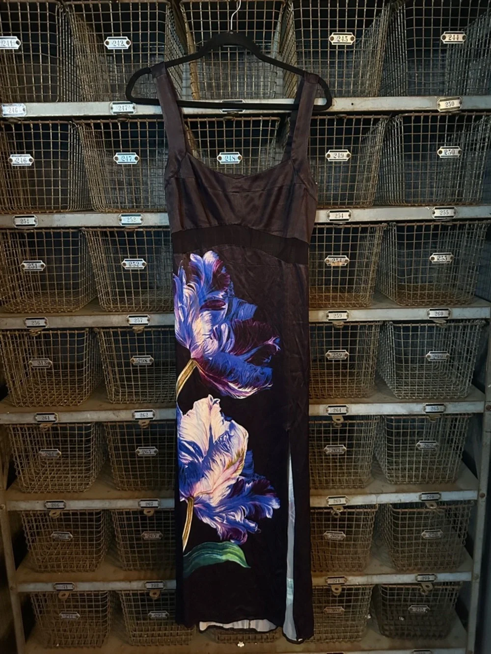 Anthropologie Black Sleeveless Floral Slim Maxi Dress Size 8P 38431